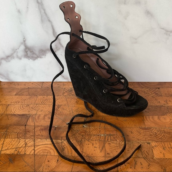 Vintage Black Suede Alaia Corset Laced Platforms - Picture 6 of 11